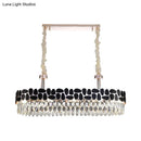 GobekUsa Black 8-Head Island Lamp with Modern Clear Crystal Prisms - Oval Island Light Fixture