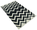 Black and Beige Chevron Design Hand Woven Dhurrie Rug