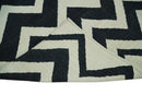 Black and Beige Chevron Design Hand Woven Dhurrie Rug