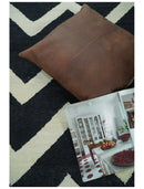 Black and Beige Chevron Design Flat Weave Hand Woven Dhurrie Rug