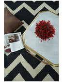 Black and Beige Chevron Design Flat Weave Hand Woven Dhurrie Rug