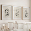 Black and Beige Abstract Set of 3 Wall Art. Minimalist Lines by Wall Art Set