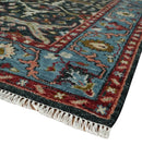 Charcoal Blue Hand Knotted Oushak Area Rug - Traditional Wool by The Rug Decor