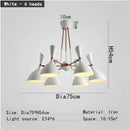 GobekUsa Nordic LED Multiple Head Chandelier - Black/White Iron Art - Living Room/Bedroom/Kitchen/Hotel