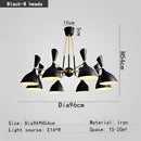 GobekUsa Nordic LED Multiple Head Chandelier - Black/White Iron Art - Living Room/Bedroom/Kitchen/Hotel