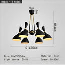 GobekUsa Nordic LED Multiple Head Chandelier - Black/White Iron Art - Living Room/Bedroom/Kitchen/Hotel