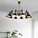 GobekUsa Nordic LED Multiple Head Chandelier - Black/White Iron Art - Living Room/Bedroom/Kitchen/Hotel