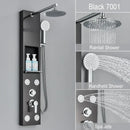 GobekUsa Rainfall Shower Panel with Storage Rack and Massage Jets