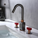 GobekUsa Gray Brass Basin Faucets, Deck Mounted Double Handle Bathroom Sink Tap