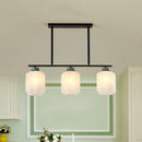 GobekUsa Black Cream Glass Pendant Lantern with Antique Suspension - 3 Bulb Island Lamp Light