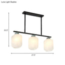 GobekUsa Black Cream Glass Pendant Lantern with Antique Suspension - 3 Bulb Island Lamp Light