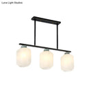 GobekUsa Black Cream Glass Pendant Lantern with Antique Suspension - 3 Bulb Island Lamp Light