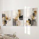 Neutral Abstract Wall Art Set of 3. Beige, Gray, Gold Prints by Wall Art Set
