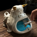 GobekUsa Cartoon Cow Ceramic Ashtray Home Decoration Gift for Boyfriend