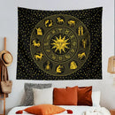 Black and gold constellation zodiac tapestry bedroom wall decor by Decorbites