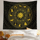 Black and gold constellation zodiac tapestry bedroom wall decor by Decorbites