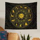 Black and gold constellation zodiac tapestry bedroom wall decor by Decorbites