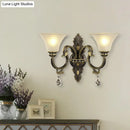 GobekUsa Black and Gold Crystal Raindrop Bell Shade Wall Sconce Light Fixture with 2-Bulb Mount