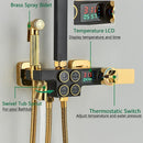 GobekUsa Brass LCD Thermostatic Mixer Shower Set with Bidet and Tub Spout