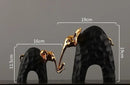 GobekUsa Elephant Mother-calf Golden Resin Sculpture Figurine