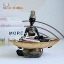 Black and gold resin black woman figurine with living room tray by Decorbites