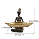Black and gold resin black woman figurine with living room tray by Decorbites