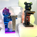 Black and iridescent purple cartoon bear watch stand bedroom decor by Decorbites