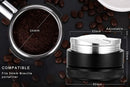 Black and silver espresso distributor coffee leveler kitchen tool by Decorbites