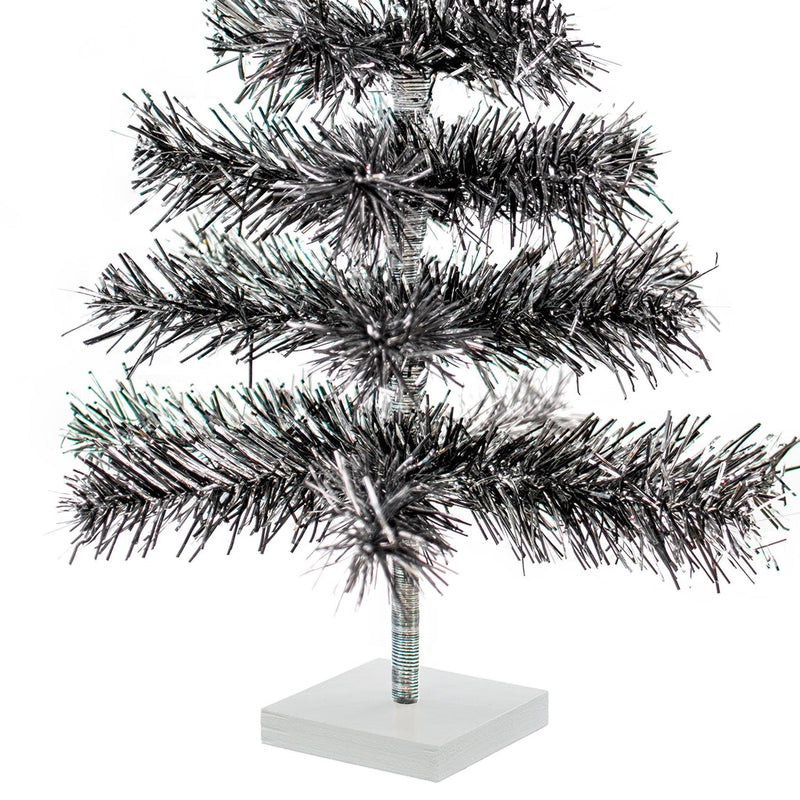 Black & Silver Firework Tinsel Tree