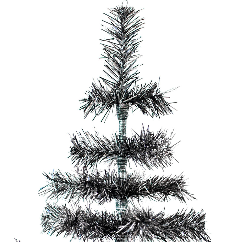 Black & Silver Firework Tinsel Tree