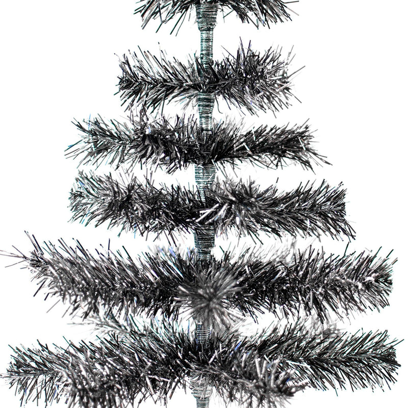 Black & Silver Firework Tinsel Tree