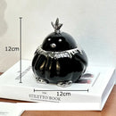 Black and silver garlic duck ceramic pumpkin ashtray living room decor by Decorbites