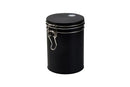 Black and silver hermetic food storage pots kitchen metal canister by Decorbites
