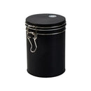 Black and silver hermetic food storage pots kitchen metal canister by Decorbites