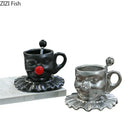 GobekUsa Joker Head Cup & Saucer Porcelain Coffee Mug Set - Clown Character Tea Teacup