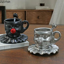 GobekUsa Joker Head Cup & Saucer Porcelain Coffee Mug Set - Clown Character Tea Teacup