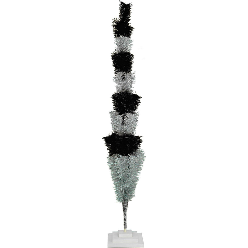 Black & Silver Layered Tinsel Christmas Tree