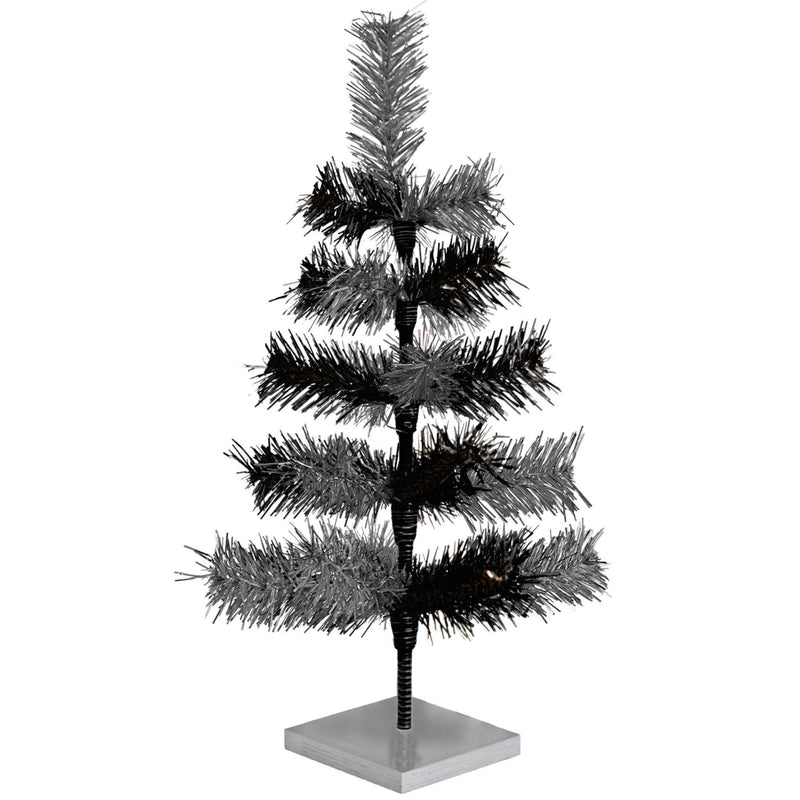 Black & Silver Mixed Tinsel Tree