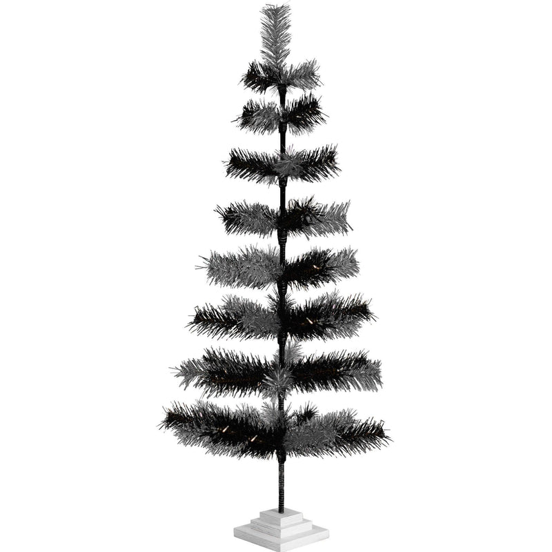 Black & Silver Mixed Tinsel Tree