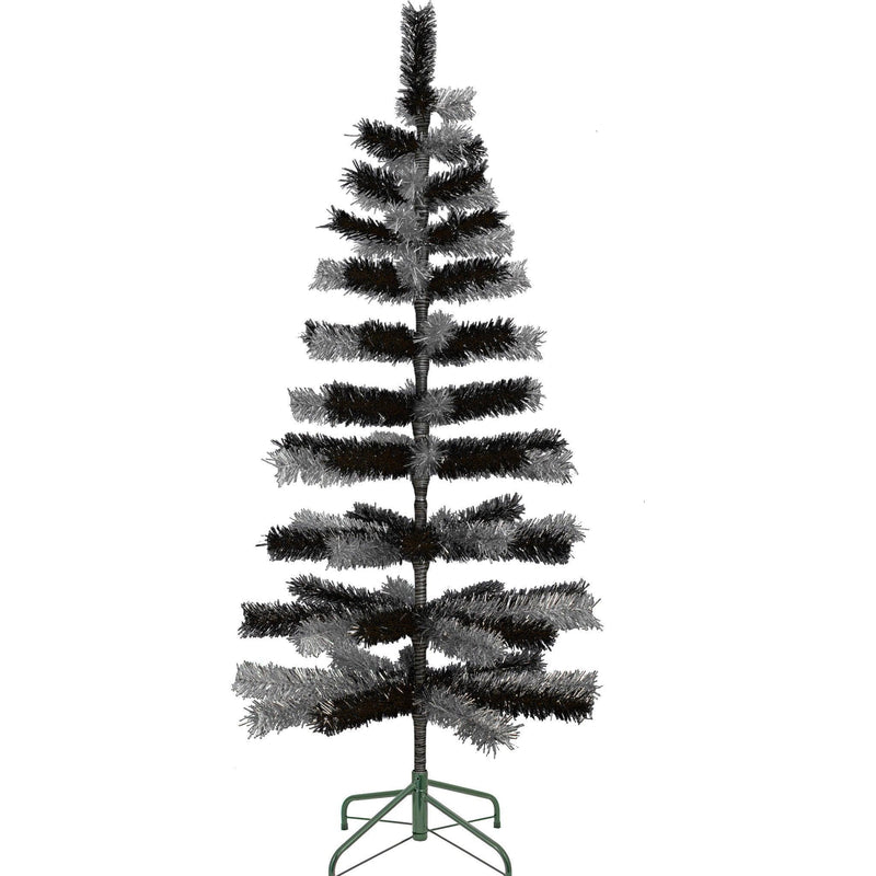 Black & Silver Mixed Tinsel Tree