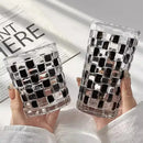 Black and silver mosaic glass cups set – kitchen drinkware by Decorbites