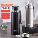 Black and silver stainless steel 24hr cold cup – kitchen travel thermos by Decorbites