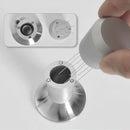 Black and stainless steel coffee distributor tamper set kitchen tool by Decorbites