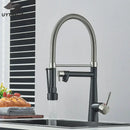 GobekUsa Brass Pull Down Kitchen Faucet Dual Spout Sprayer Mixer Tap