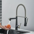 GobekUsa Brass Pull Down Kitchen Faucet Dual Spout Sprayer Mixer Tap
