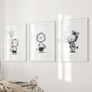 Black White Gender-Neutral Nursery Art Set. Lion Tiger Zebra by Wall Art Set