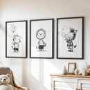 Black White Gender-Neutral Nursery Art Set. Lion Tiger Zebra by Wall Art Set