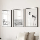 Black White Coastal Wall Art Set: Palms, Ocean, Lifeguard by Wall Art Set