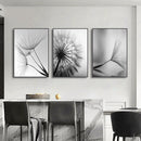 GobekUsa Black and White Dandelion Canvas Wall Art
