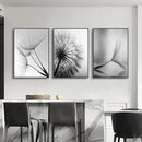 GobekUsa Black and White Dandelion Canvas Wall Art